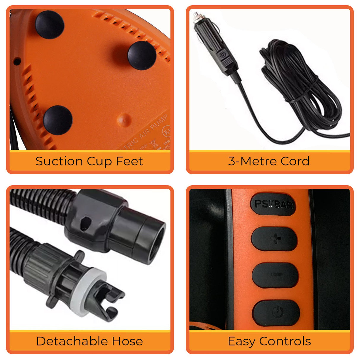 Kahuna 12V Electric Air Pump for Inflatable Paddle Boards, Air Track Mats, Gym Mats & More