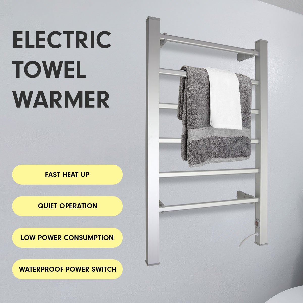 Pronti Heated Towel Rack 100W - Silver