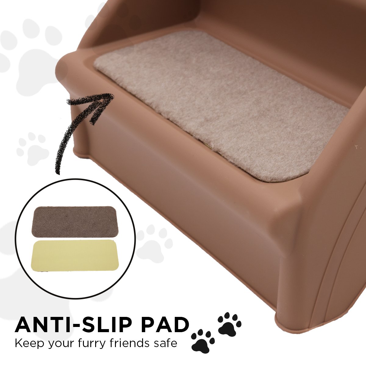 Furtastic Foldable Pet Stairs 50cm Dog Ladder Cat Ramp with Non-Slip Mat for Indoor Outdoor