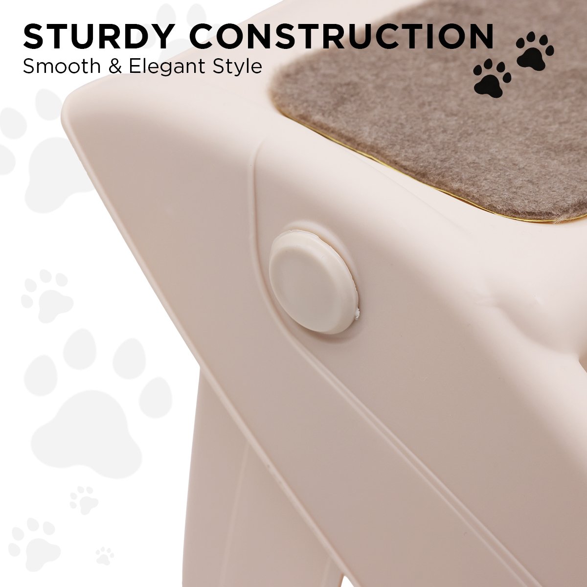 Furtastic Foldable Pet Stairs In White - 50cm Dog Ladder Cat Ramp