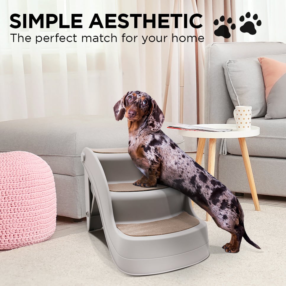 Furtastic Foldable Pet Stairs In Grey - 38cm Dog Ladder Cat Ramp