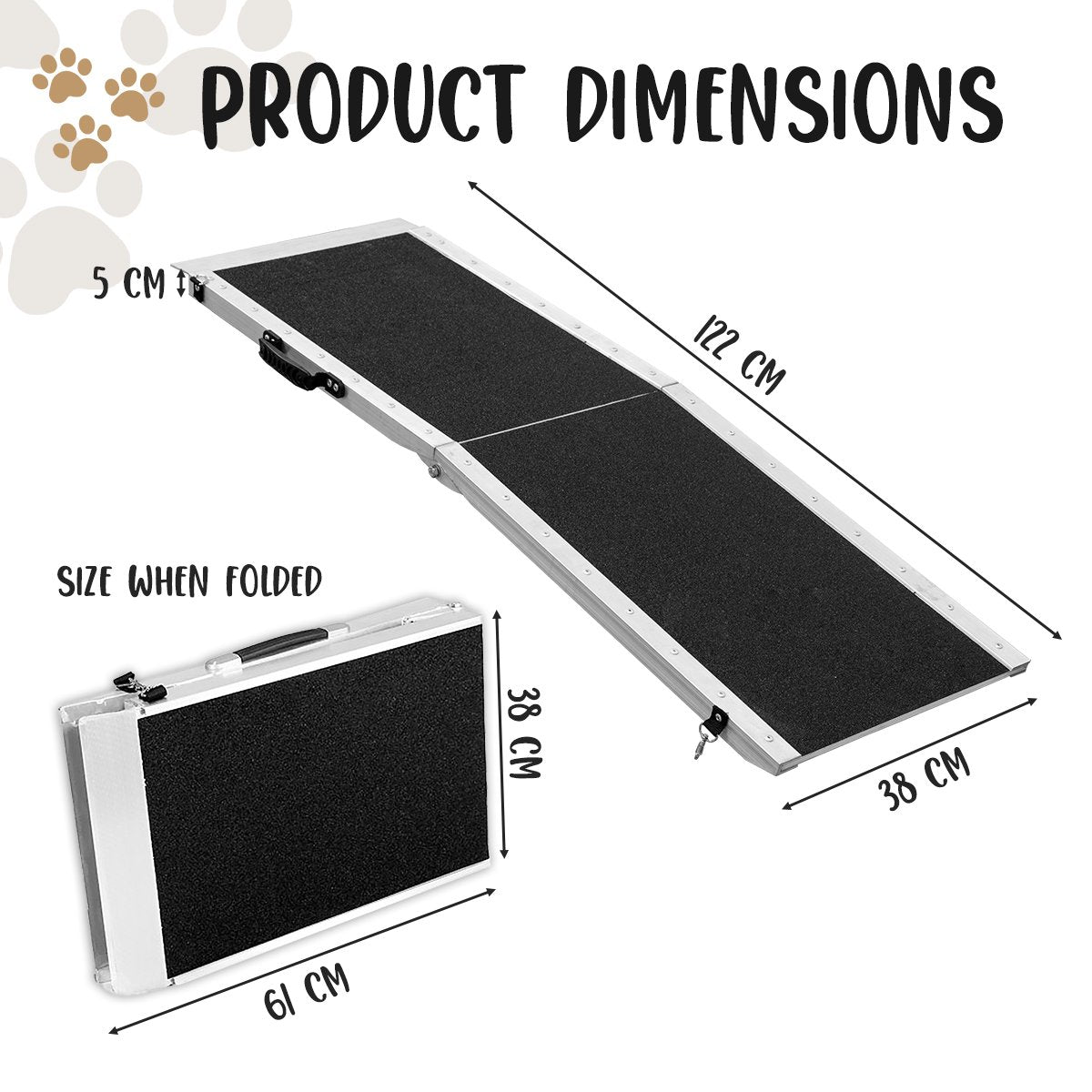 Furtastic Foldable Aluminium Dog Ramp - 122 x 38 cm