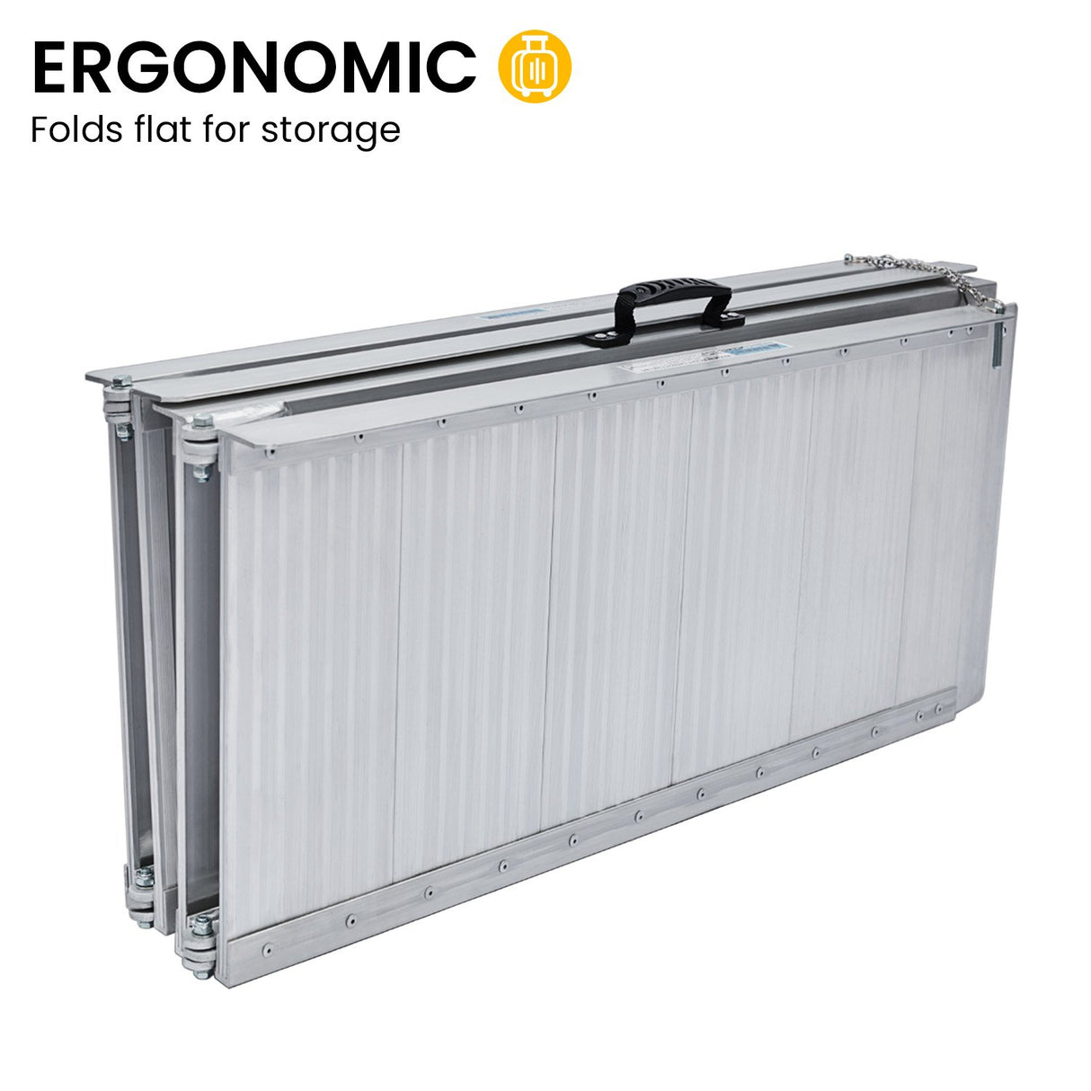 Kartrite 6ft Aluminium Foldable Wheelchair Ramp Non-Slip R02 Silver