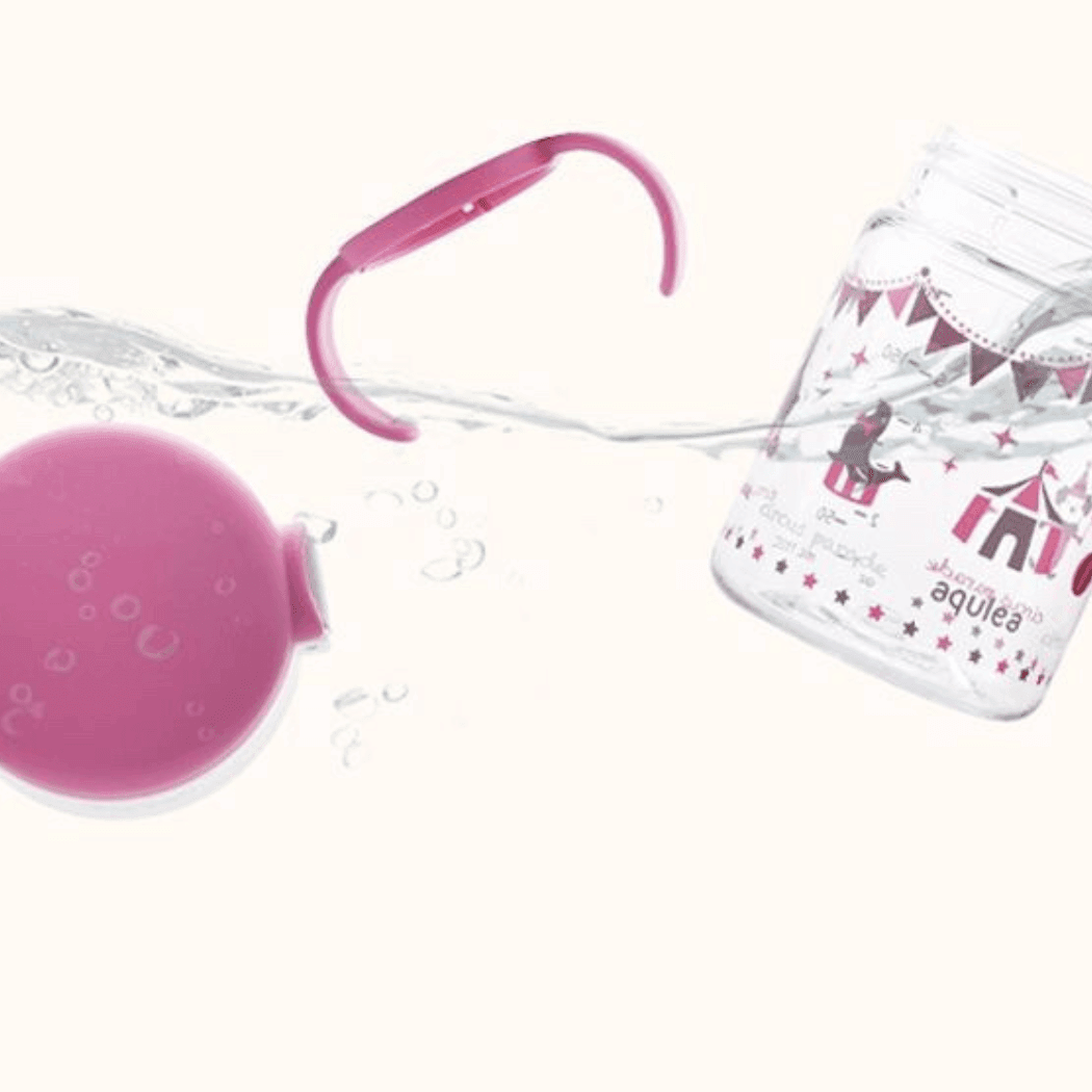 Richell - Aqulea Clear Straw Bottle Mug 200ml Pink Circus-2006733336093003777