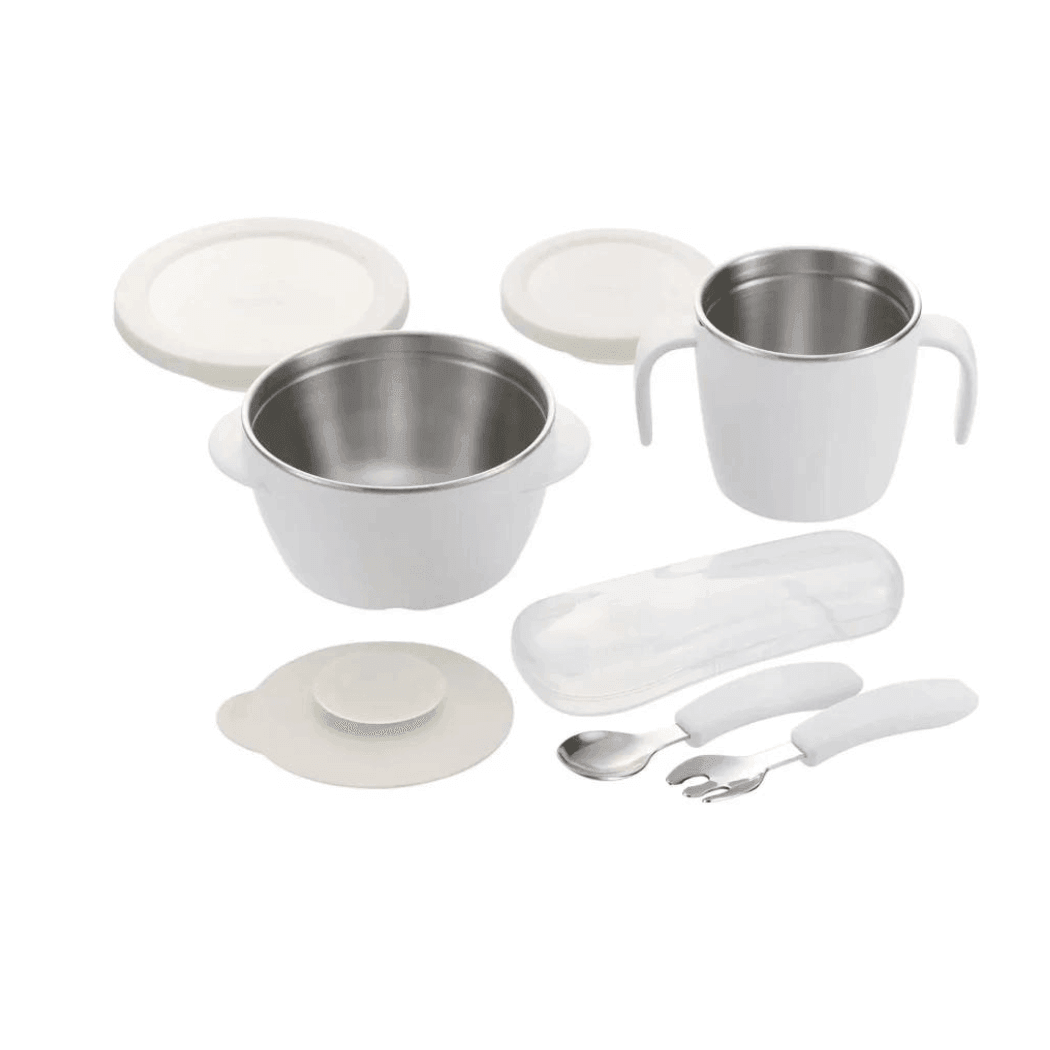 RICHELL TLI Stainless steel Feeding Set White-2006733337187717120