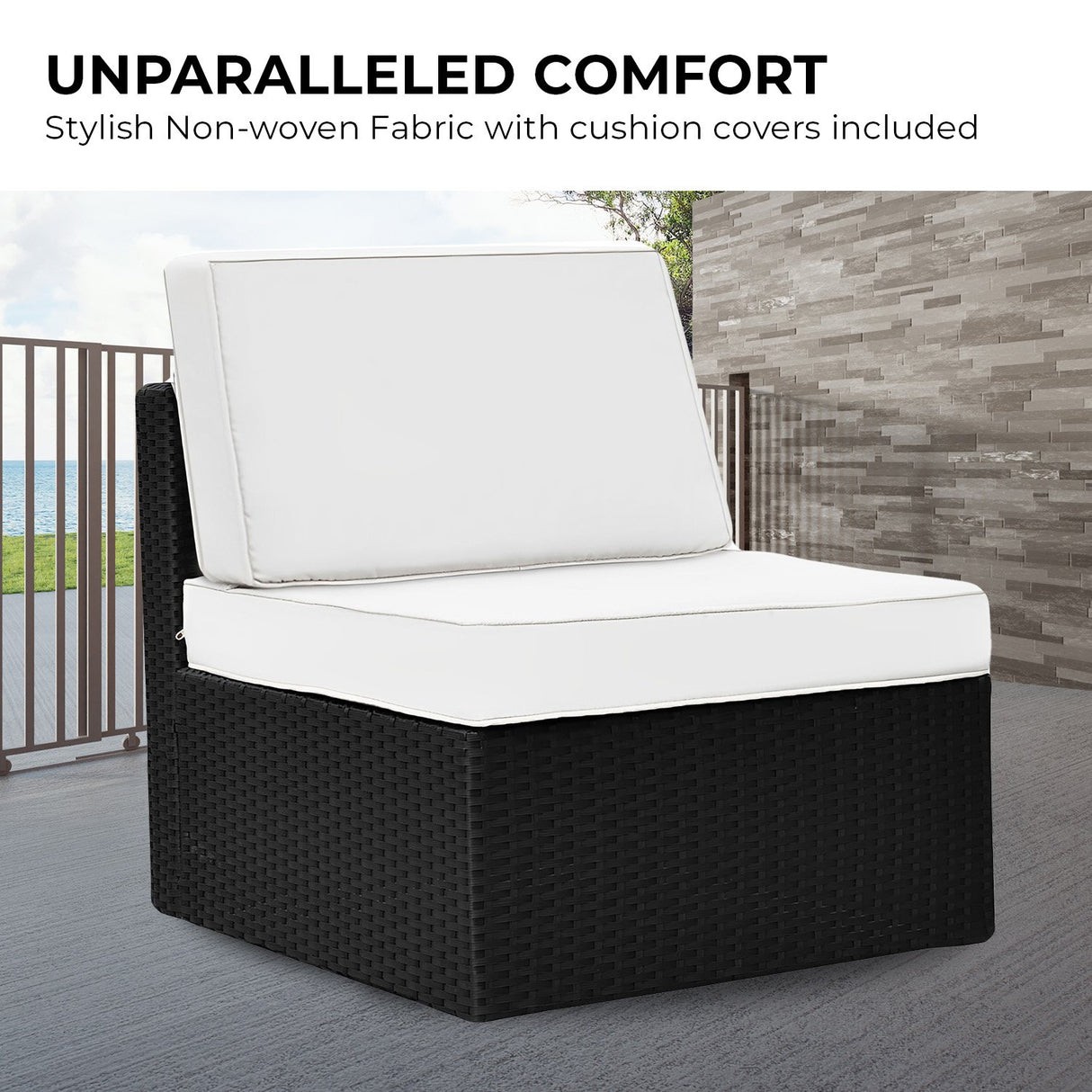 6pc Black PE Rattan Outdoor Sofa Furniture Garden Patio Set Black