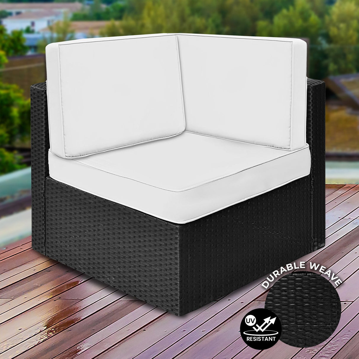 6pc Black PE Rattan Outdoor Sofa Furniture Garden Patio Set Black