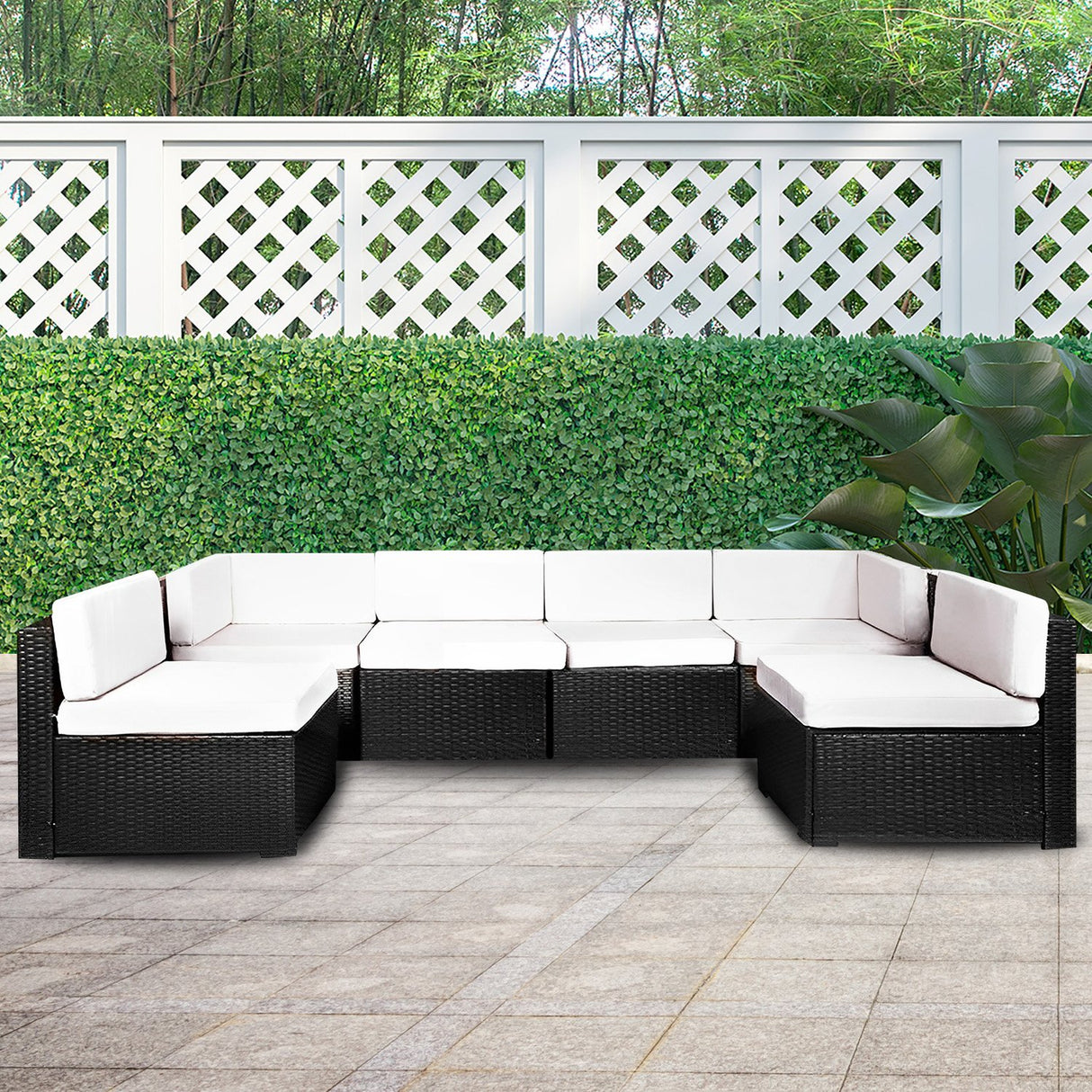 6pc Black PE Rattan Outdoor Sofa Furniture Garden Patio Set Black