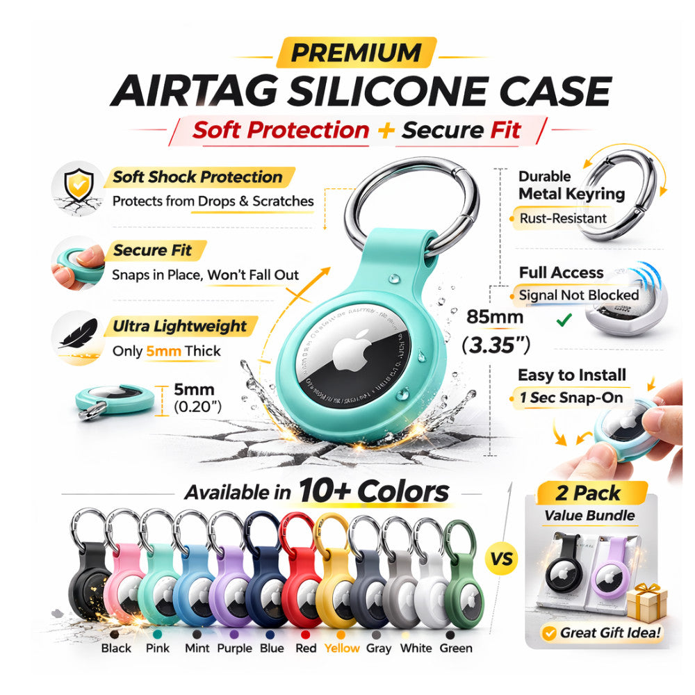 For Apple AirTag Silicone Case Cover Keychain Holder Protective Key Ring