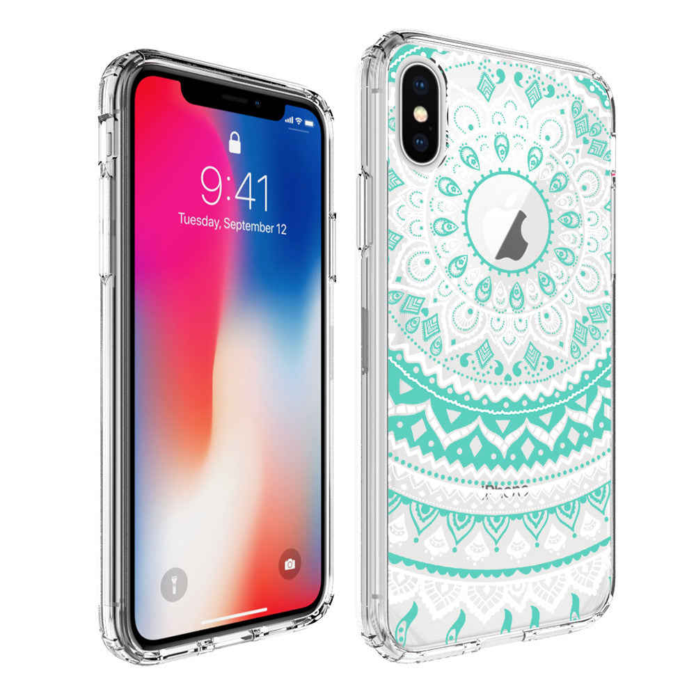 New iPhone X Xs Max XR 8 7 6 6s Plus Mandala Pattern Clear Print Cover Case