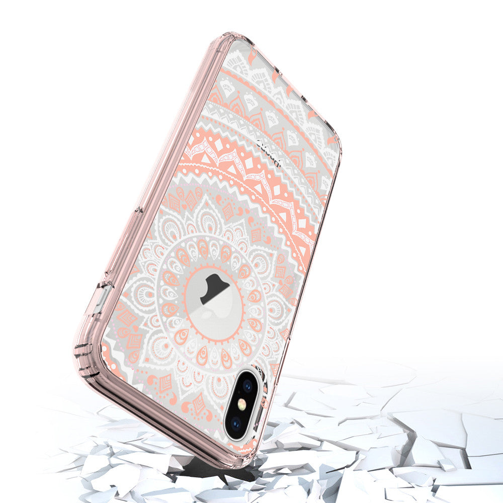 New iPhone X Xs Max XR 8 7 6 6s Plus Mandala Pattern Clear Print Cover Case