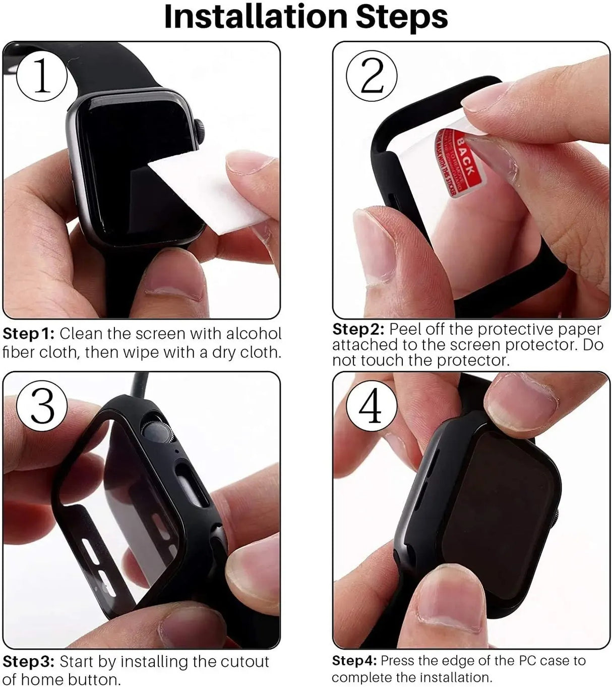 For Apple Watch Series 11 10 9 8 7 SE Case Full Glass Cover 41 42 45 40 44 49mm