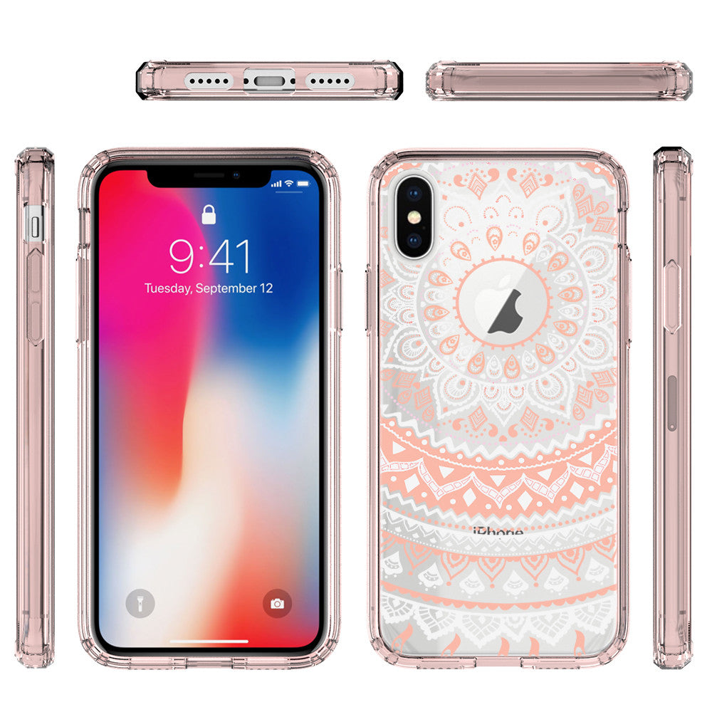 New iPhone X Xs Max XR 8 7 6 6s Plus Mandala Pattern Clear Print Cover Case