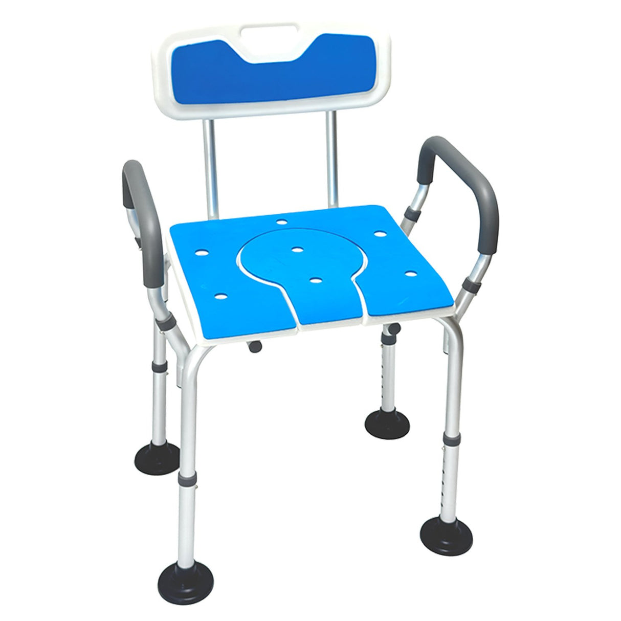 Orthonica Height-Adjustable Aluminium Commode Shower Chair with Armrests Backrest Armrests Soft