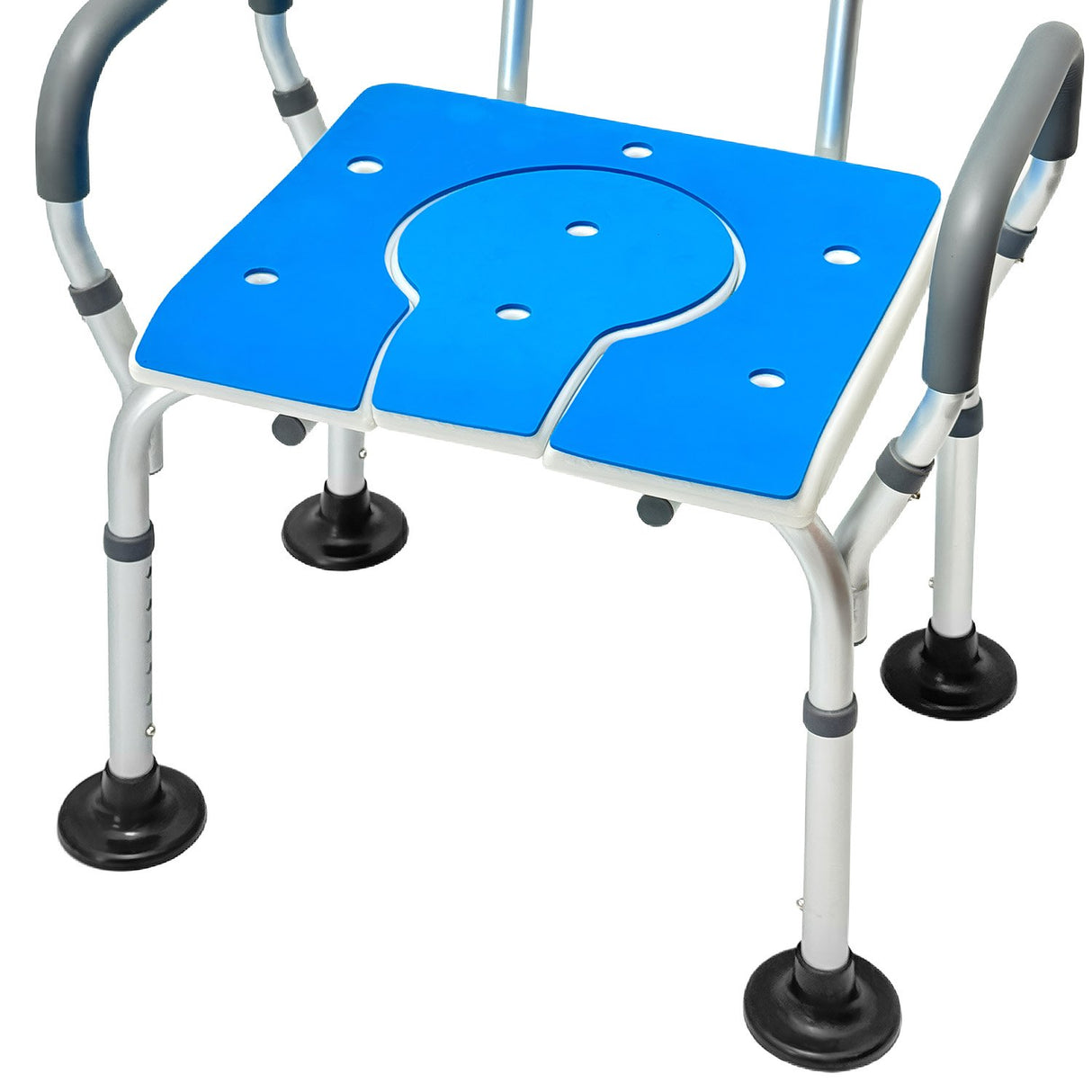 Orthonica Height-Adjustable Aluminium Commode Shower Chair with Armrests Backrest Armrests Soft