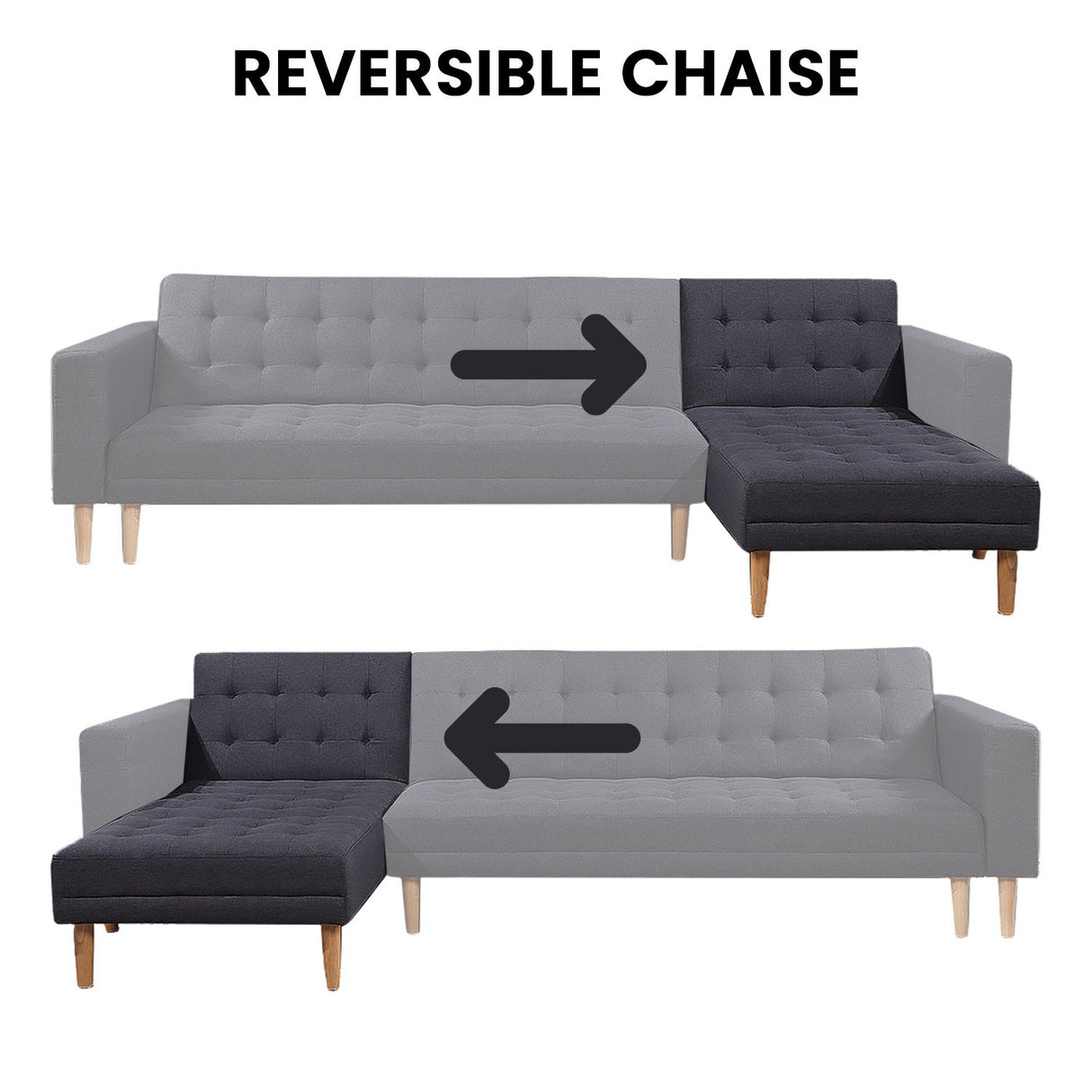 Sarantino Linen Fabric Corner Sofa Bed Couch Lounge w/ Chaise D.Grey