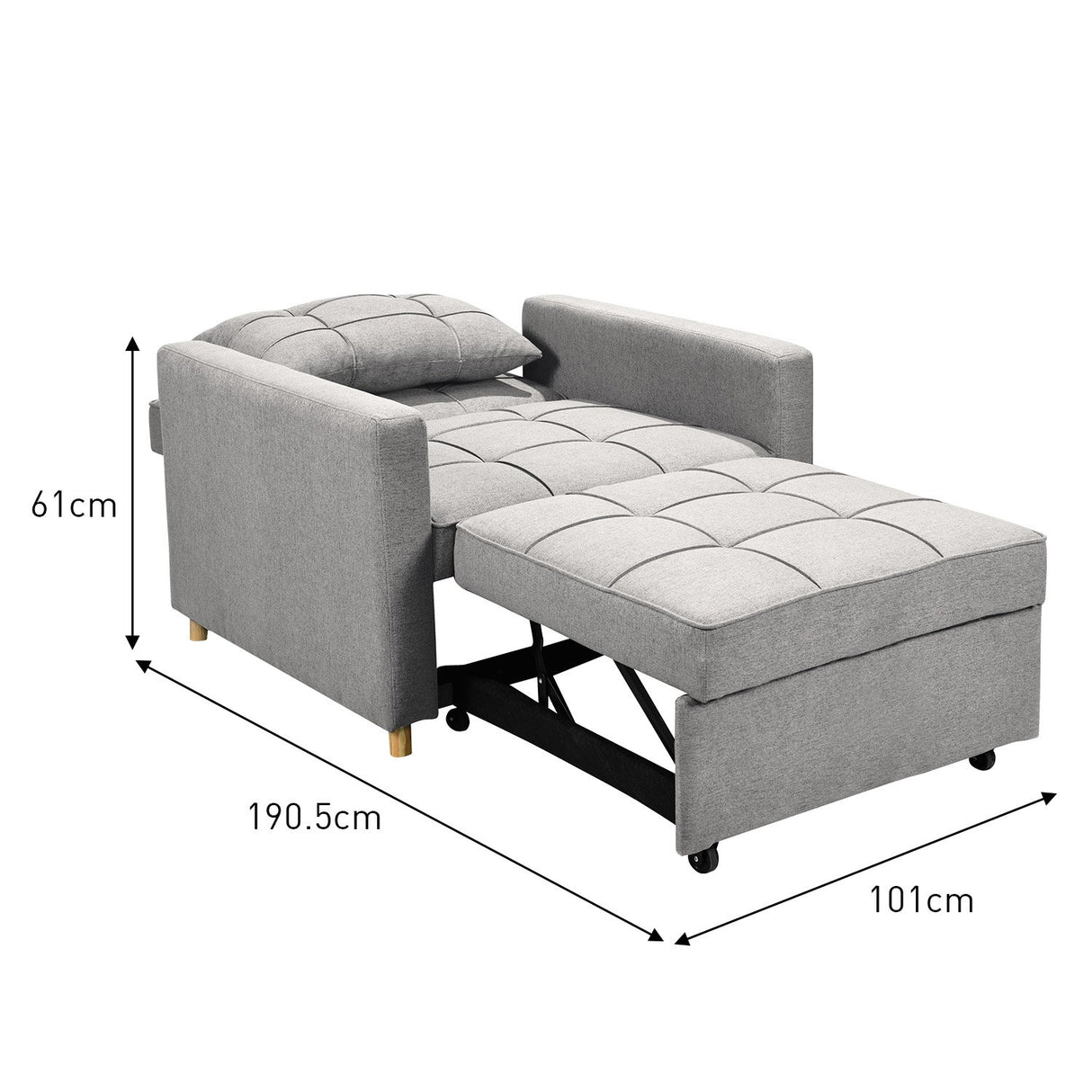 Suri 3-in-1 Convertible Sofa Chair Bed Lounger by Sarantino Light Grey