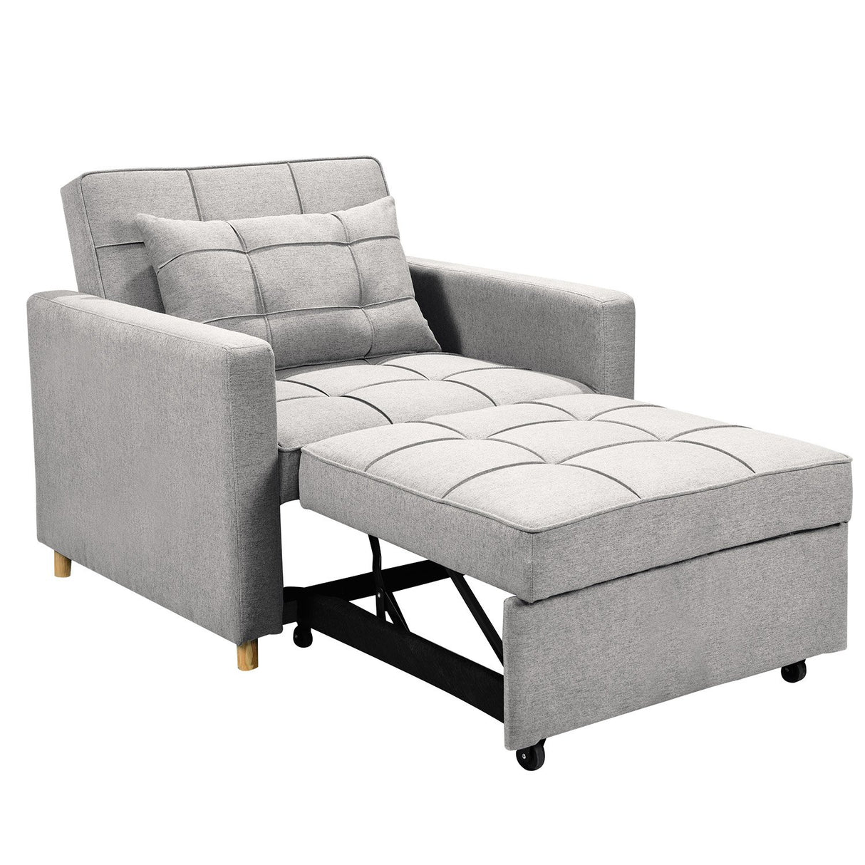 Suri 3-in-1 Convertible Sofa Chair Bed Lounger by Sarantino Light Grey