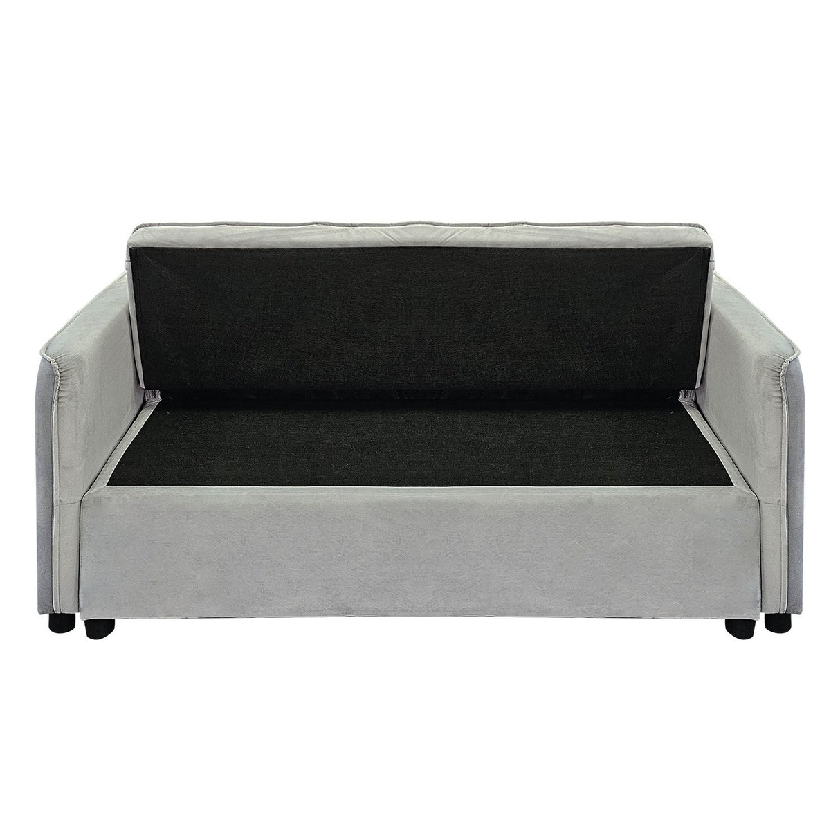Sarantino Quincy 2-Seater Velvet Sofa Bed in Light Grey with Wooden Frame & Tufted Design