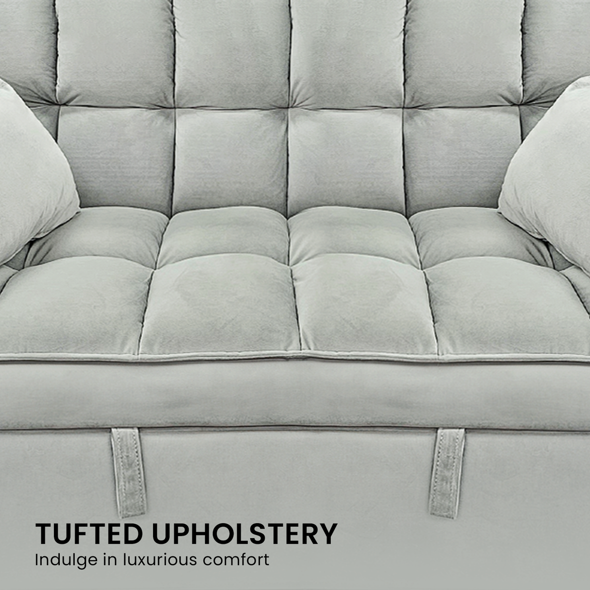 Sarantino Quincy 2-Seater Velvet Sofa Bed in Light Grey with Wooden Frame & Tufted Design