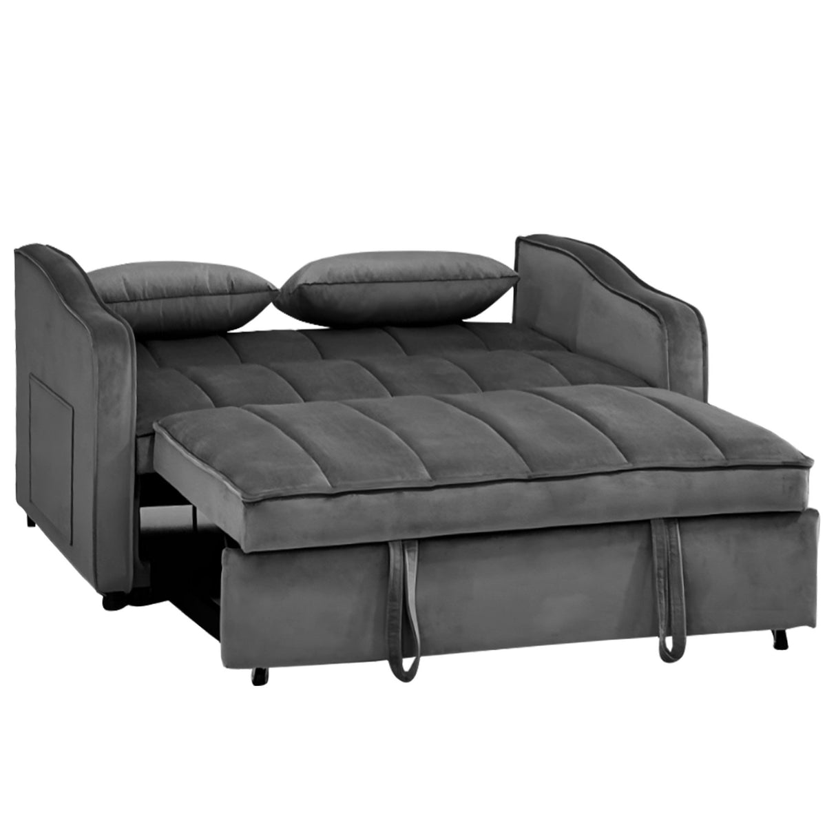 Sarantino Fenton Velvet 2-Seater Sofa Bed - Dark Grey