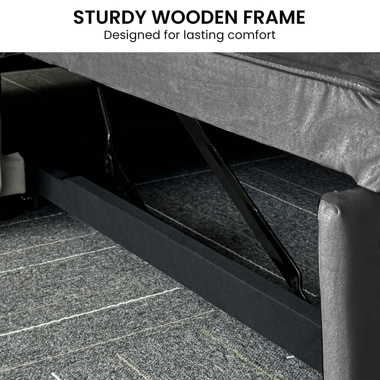 Sarantino Fenton Velvet 2-Seater Sofa Bed - Dark Grey