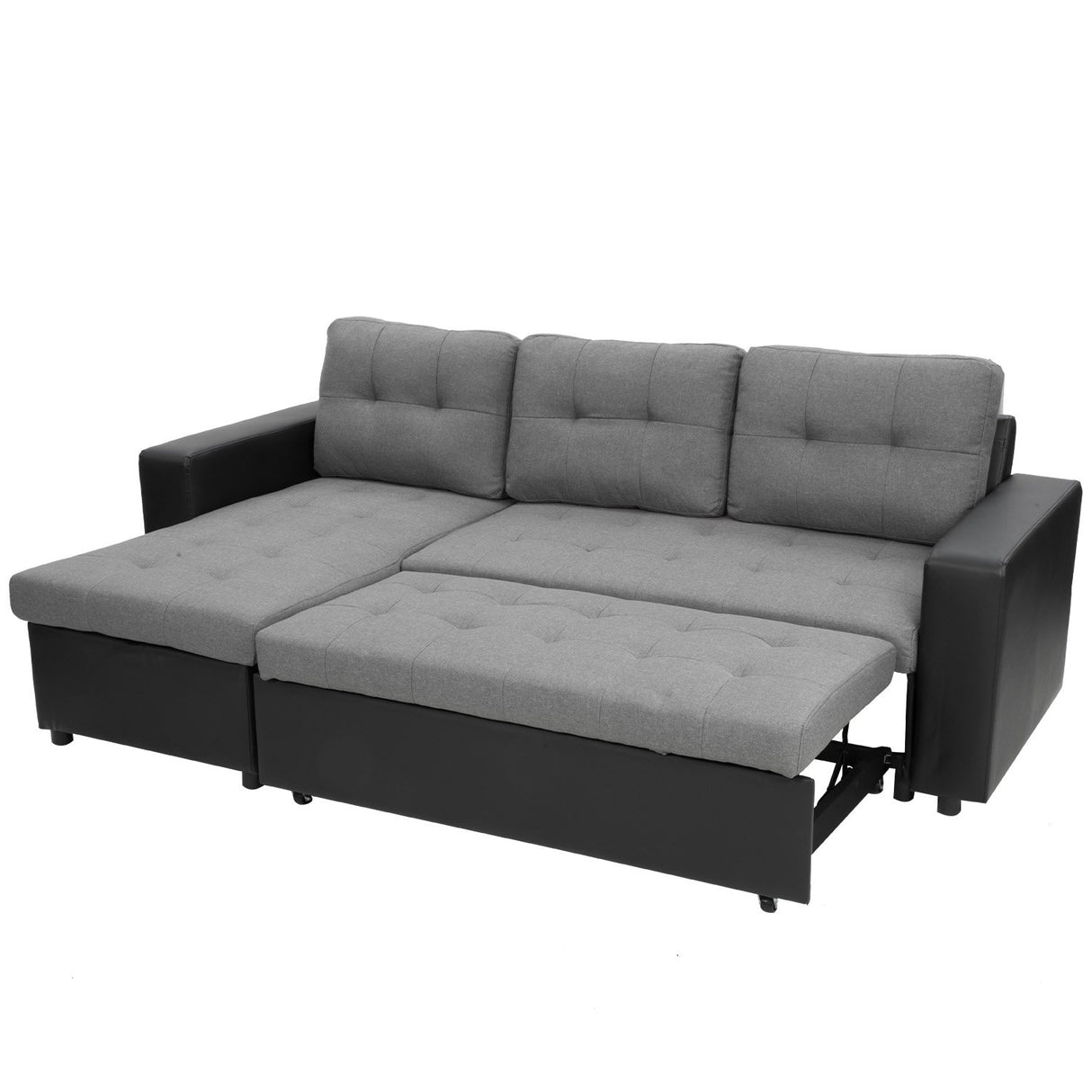 Sarantino 3-Seater Corner Sofa Bed Storage Lounge Chaise Couch Grey