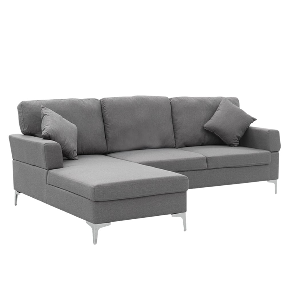 Sarantino Linen Corner Sofa Couch Lounge L-shape Right Chaise D.Grey