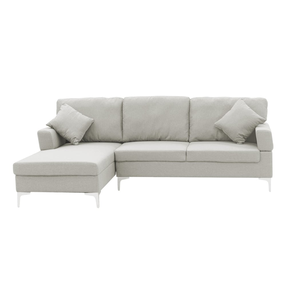 Sarantino Linen Corner Sofa Couch Lounge with Chaise Seat Light Grey