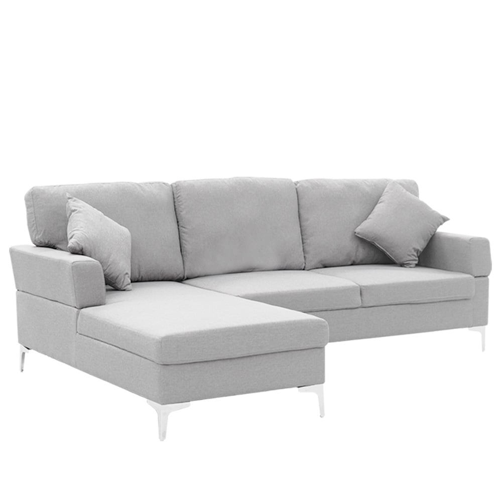 Sarantino Linen Corner Sofa Couch Lounge with Chaise Seat Light Grey