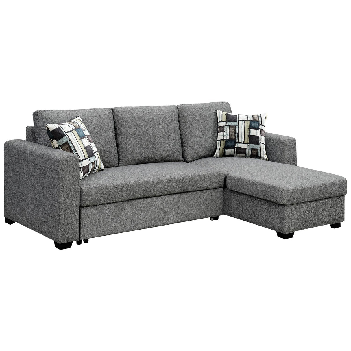 Fontana Pullout Sofa Bed with Storage Chaise Lounge Sarantino - Grey