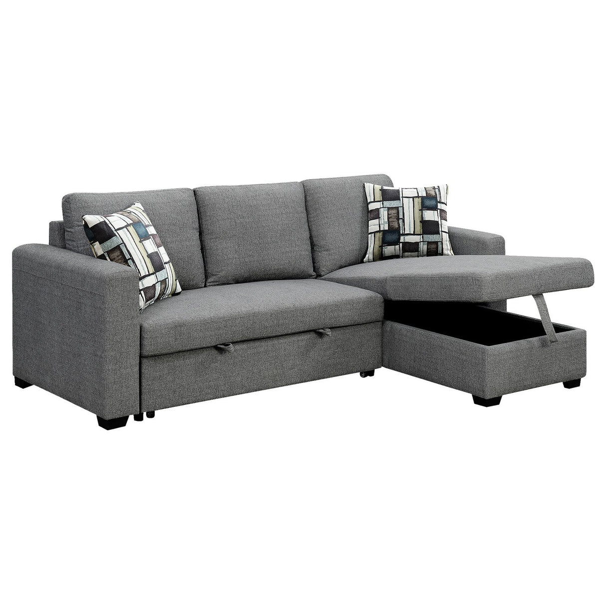 Fontana Pullout Sofa Bed with Storage Chaise Lounge Sarantino - Grey
