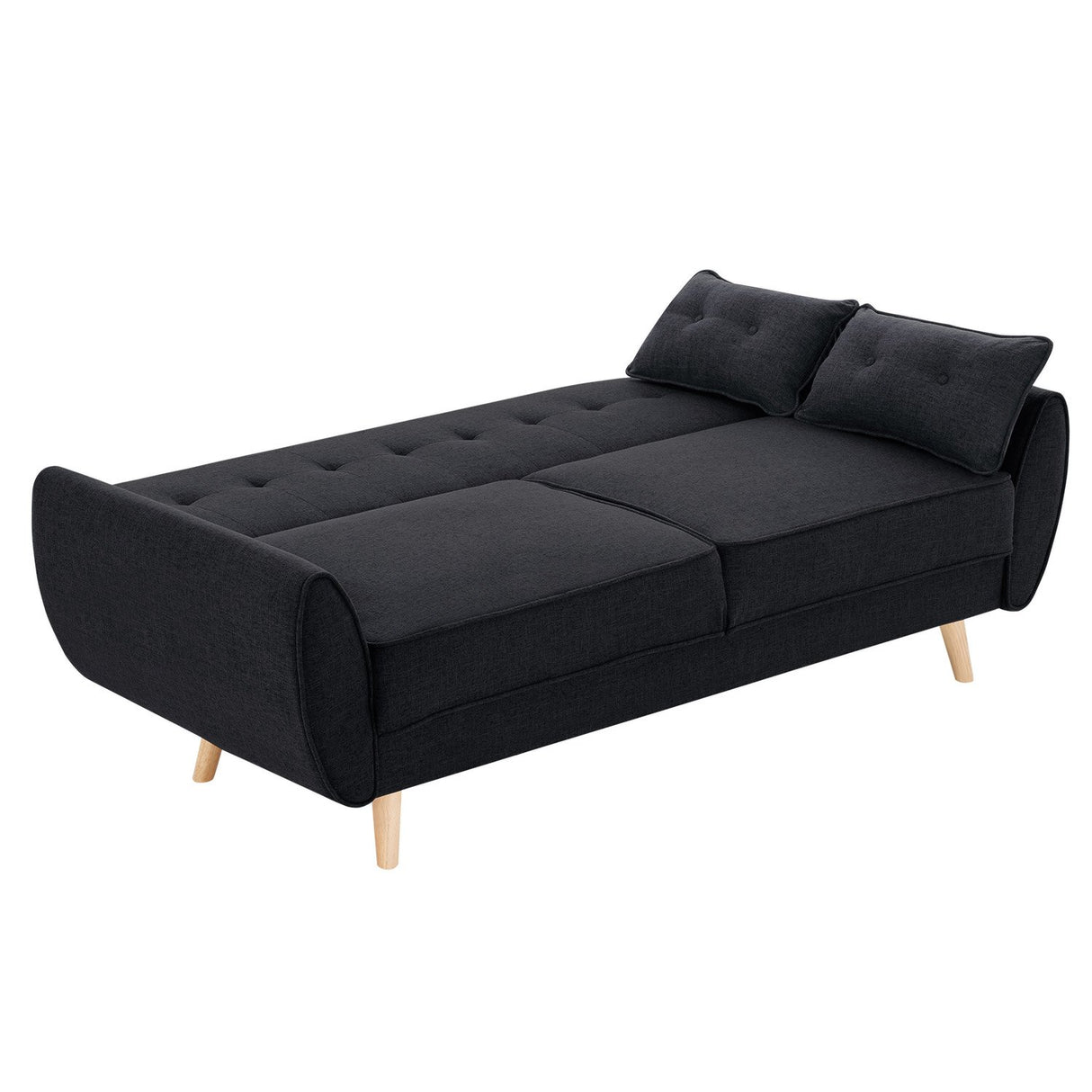 Sarantino 3 Seater Modular Linen Fabric Sofa Bed Couch Futon - Black