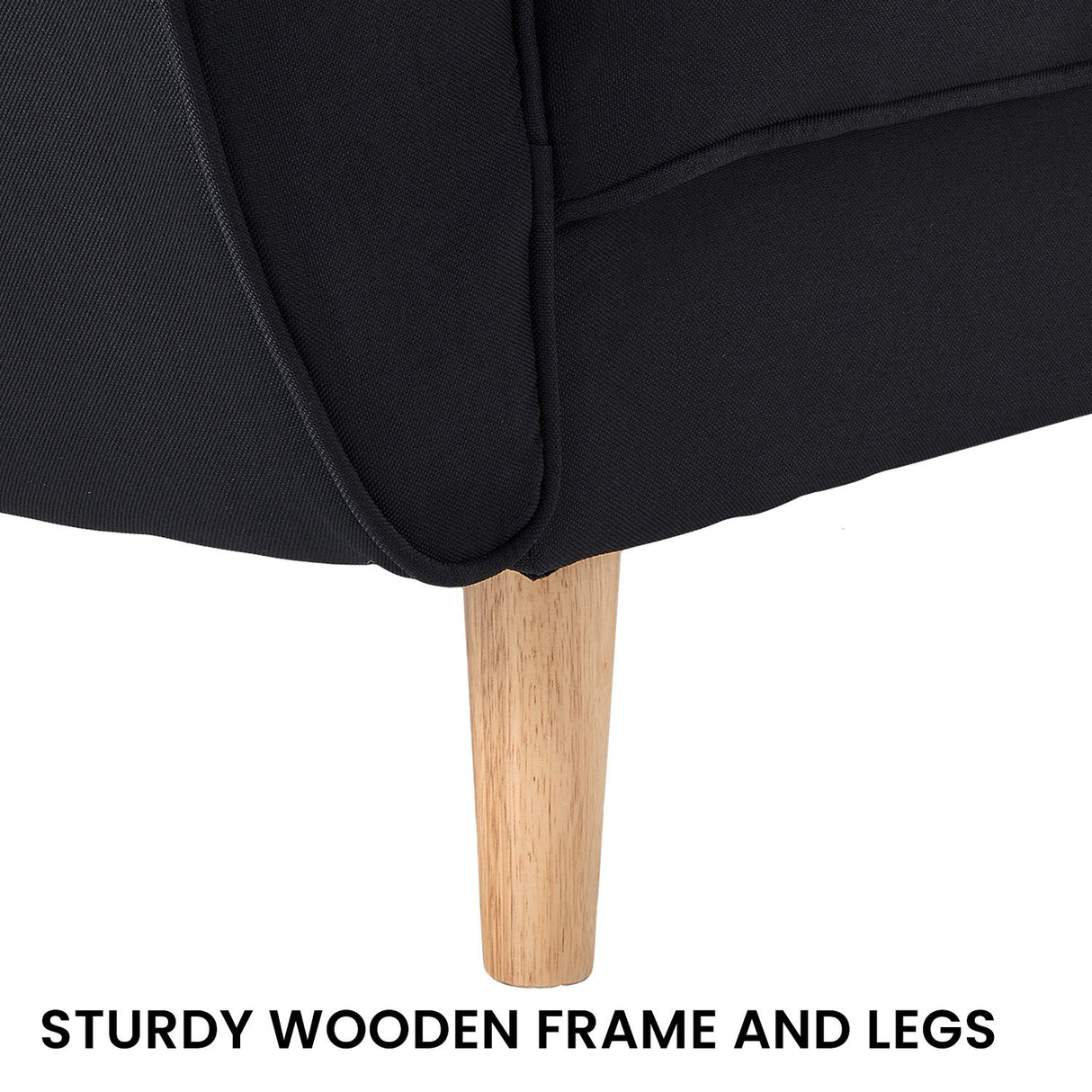 Sarantino 3 Seater Modular Linen Fabric Sofa Bed Couch Futon - Black