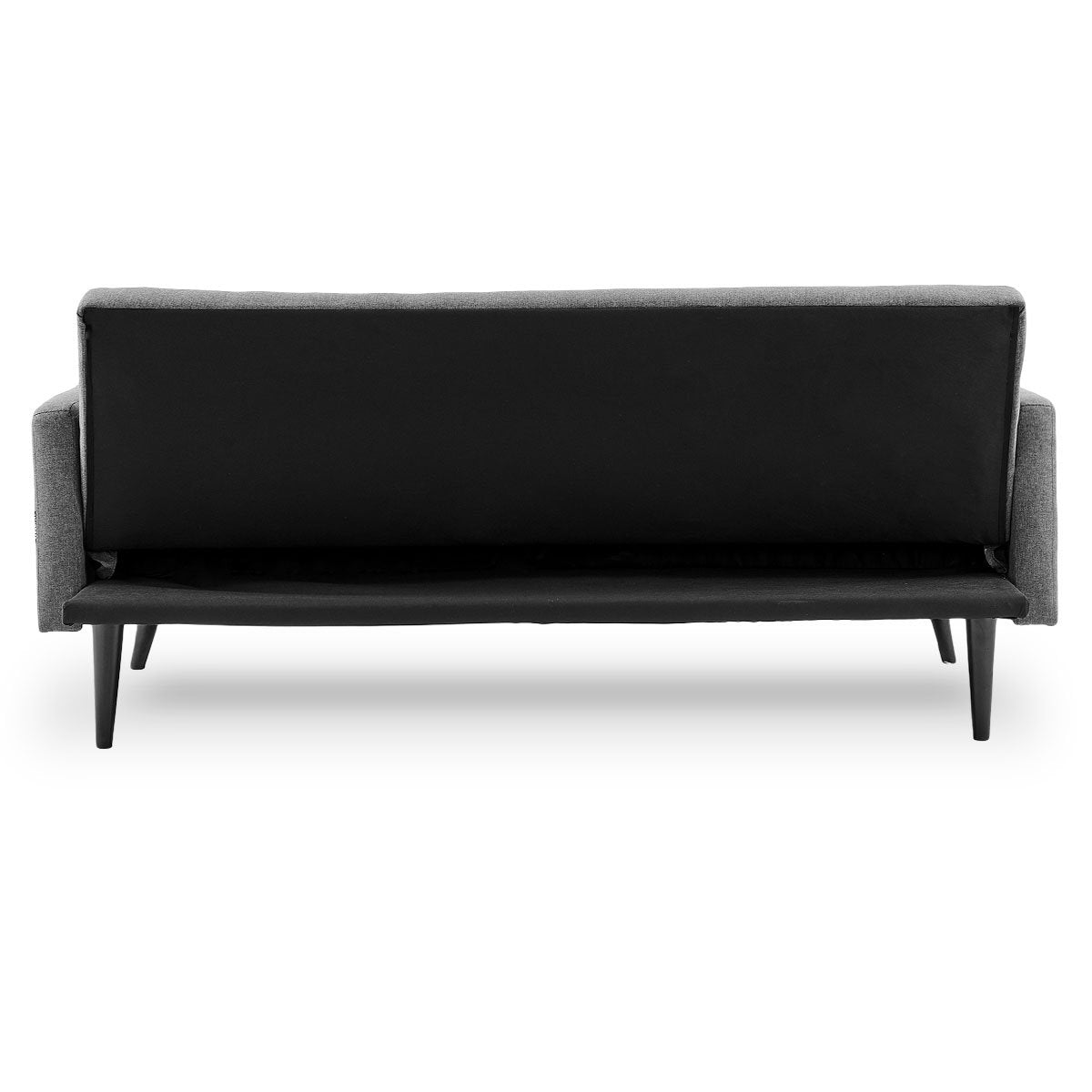 Sarantino Tufted Faux Linen 3-Seater Sofa Bed with Armrests - Light Grey