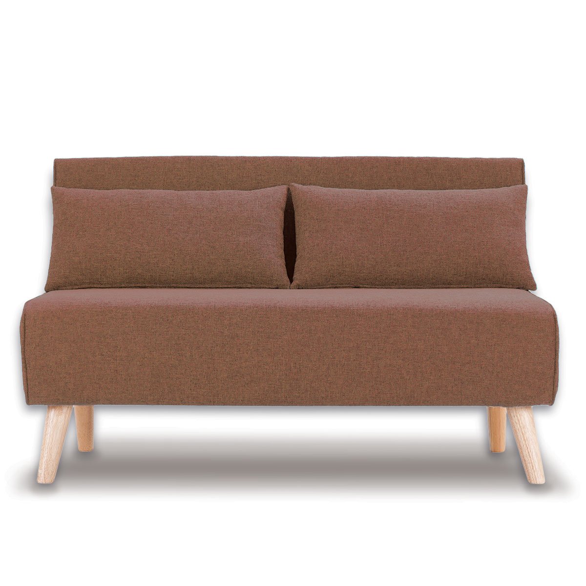 Sarantino 2-Seater Adjustable Sofa Bed Lounge Faux Linen - Brown