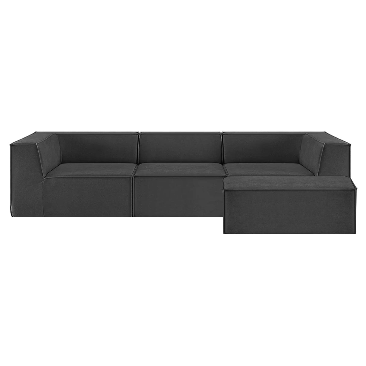 Sarantino Novi 3-Seater Modular Sofa Ottoman Charcoal Black Non-Slip Bottom Lounge