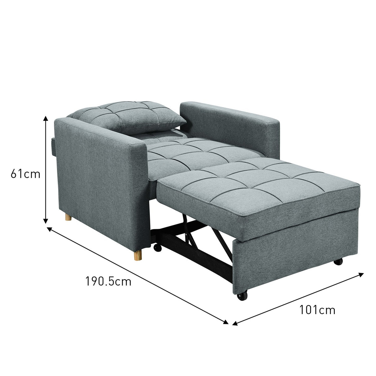 Suri 3-in-1 Convertible Sofa Chair Bed by Sarantino - Airforce Blue