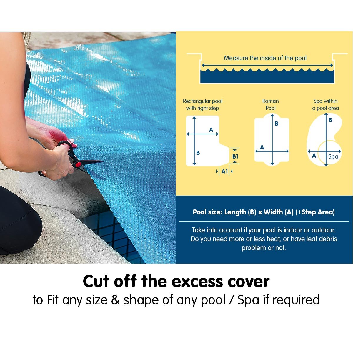 400 Micron Solar Swimming Pool Cover 6.5m x3m - Blue
