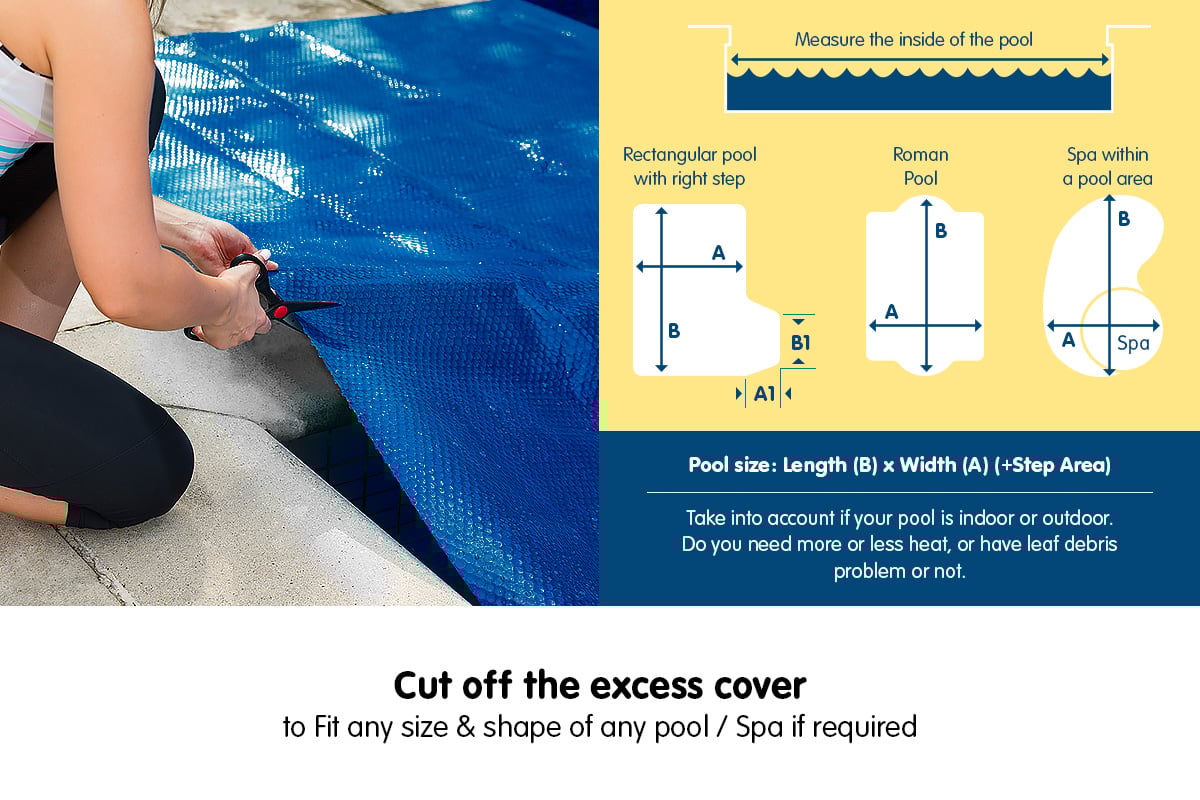 400 Micron Solar Swimming Pool Cover - Blue/Silver 10.5m x 4.2m