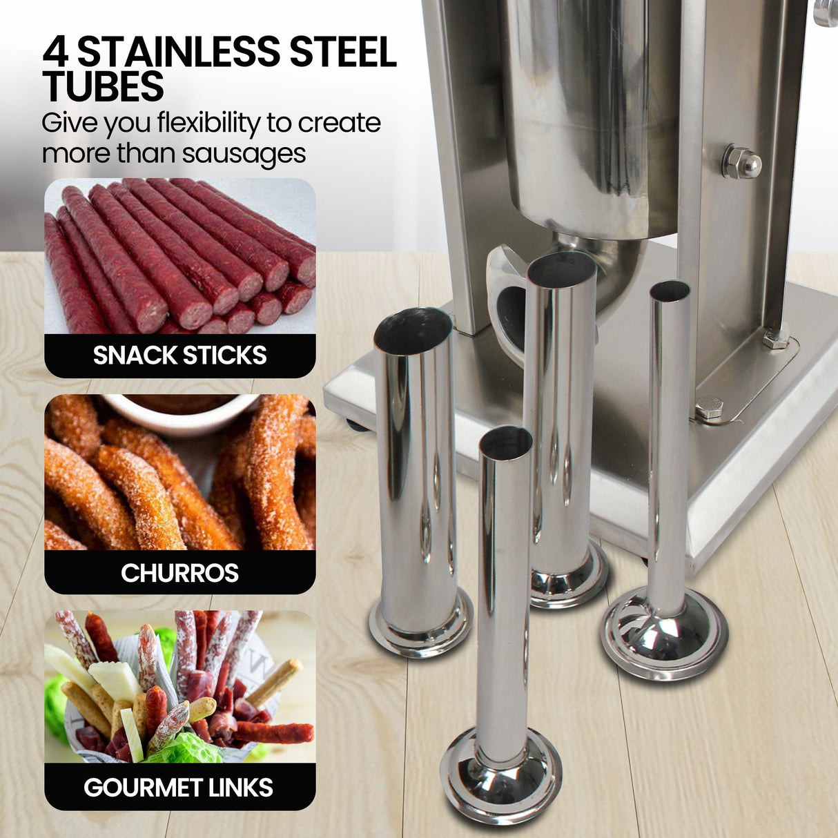Pronti 5L Stainless Steel Vertical Sausage Stuffer