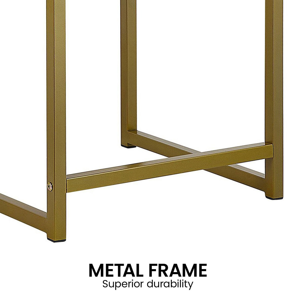 Sarantino Emilia Bedside Table Night Stand - White/Gold