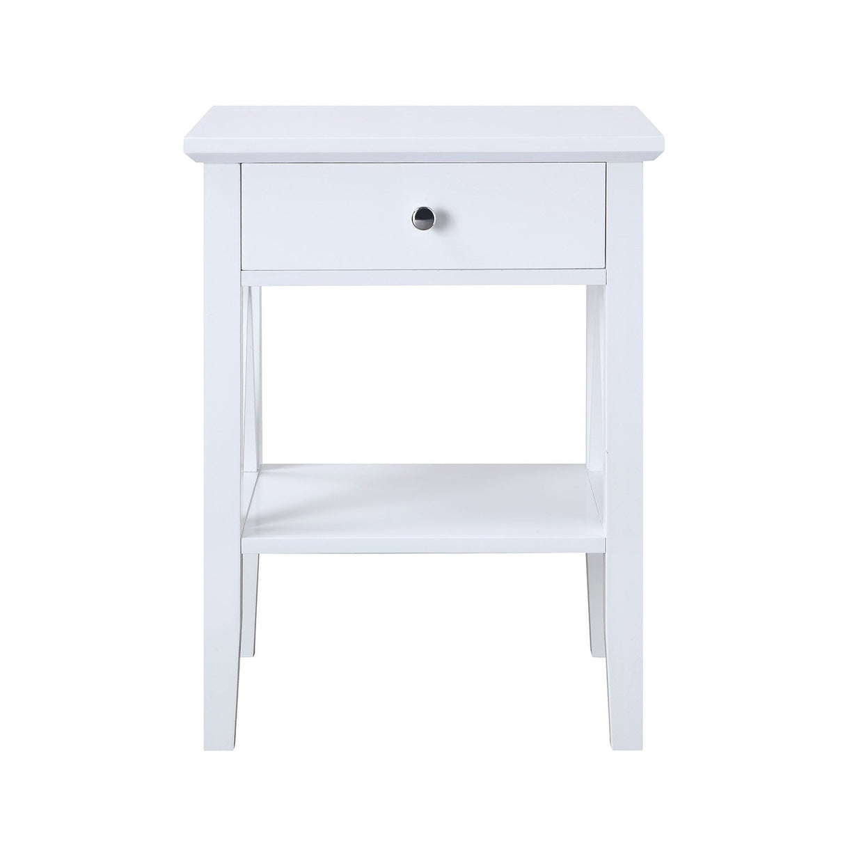 Sarantino Greta Bedside Table with Drawer - White