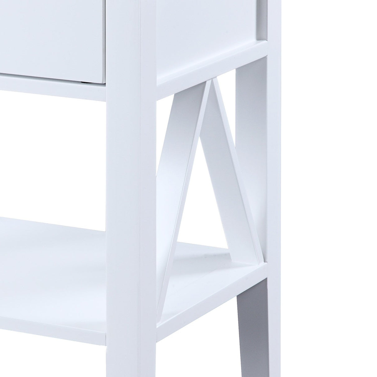 Sarantino Greta Bedside Table with Drawer - White