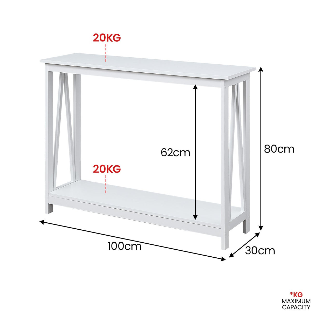 Sarantino Grace A-Frame Console Table in White