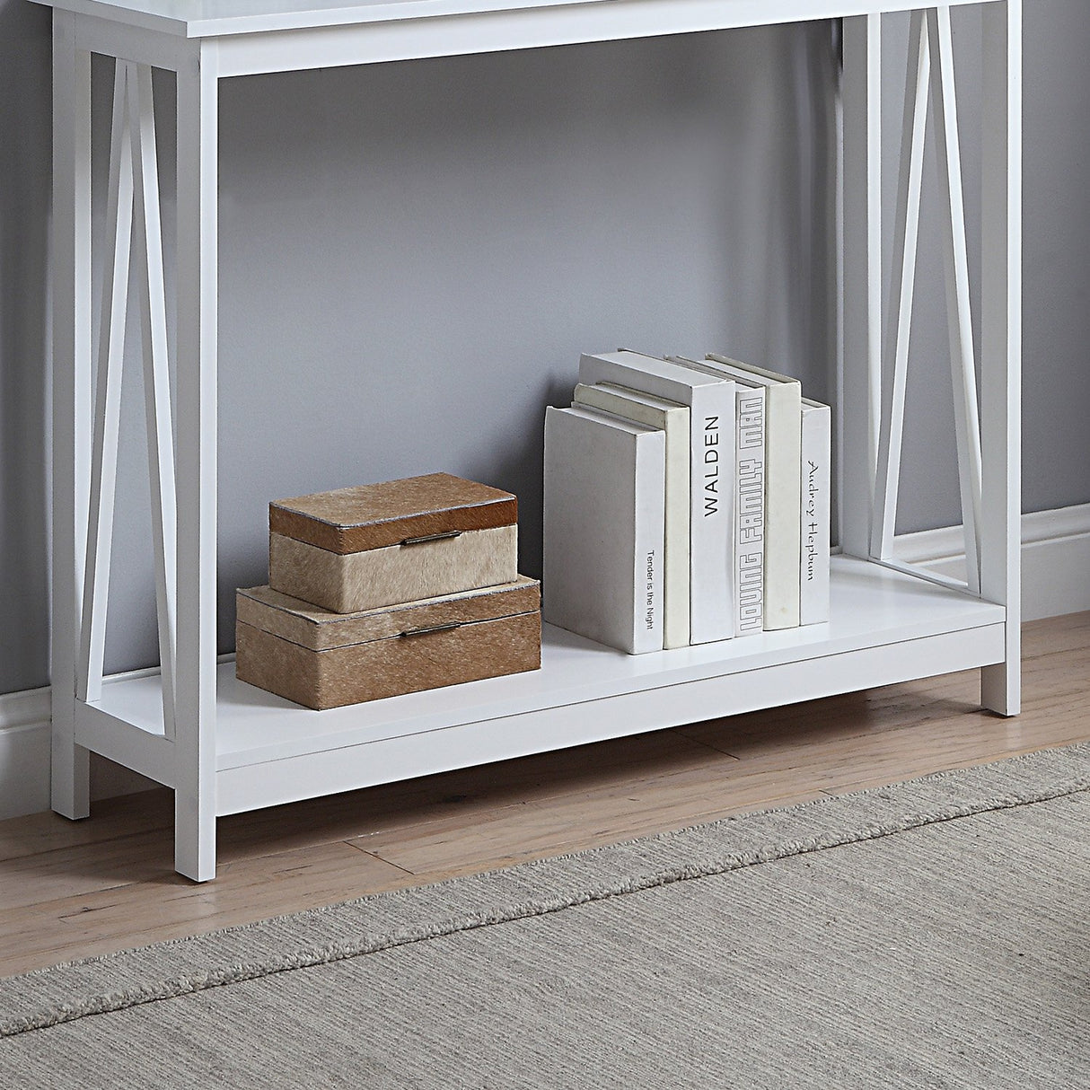 Sarantino Grace A-Frame Console Table in White