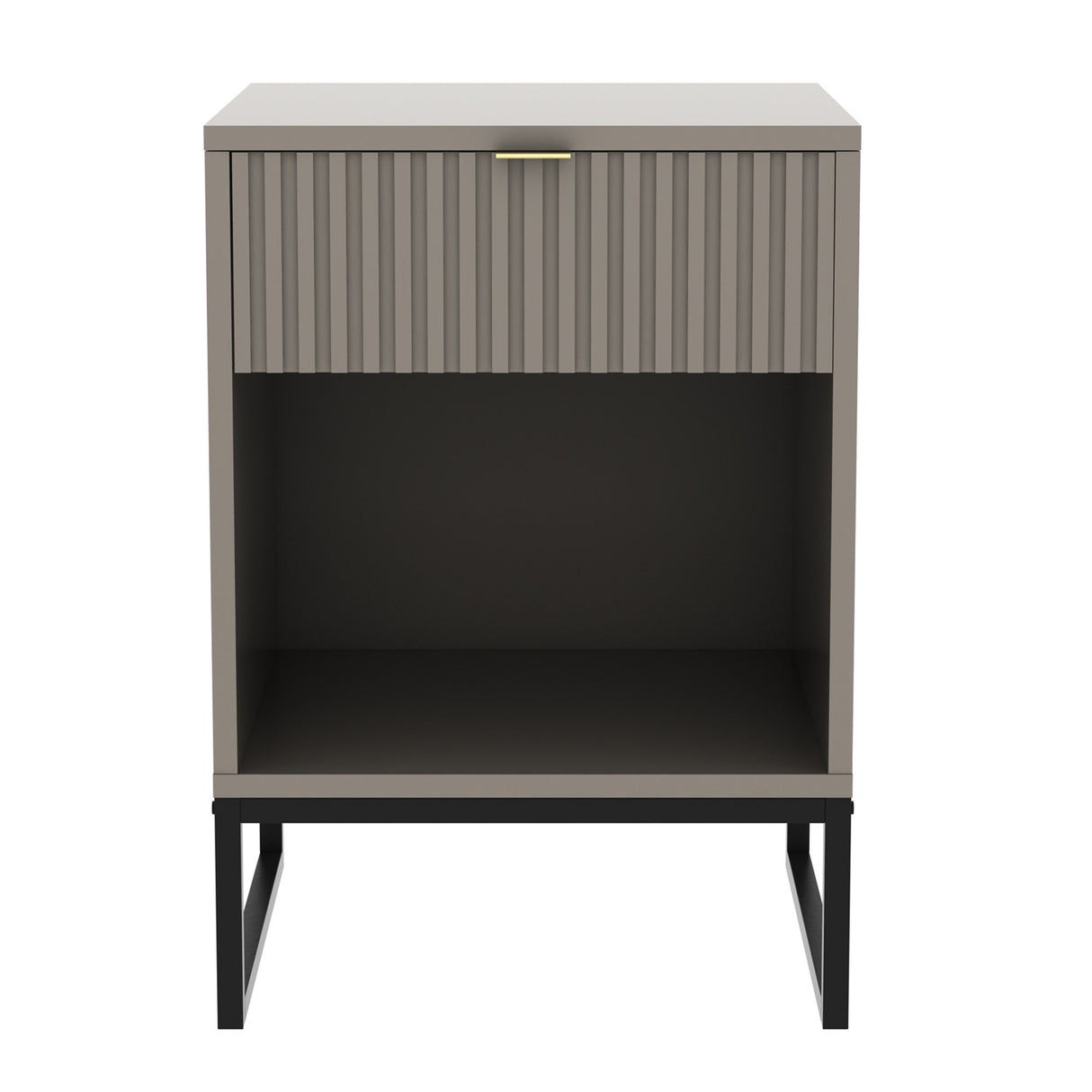 Sarantino Elton Fluted Bedside Table - Grey