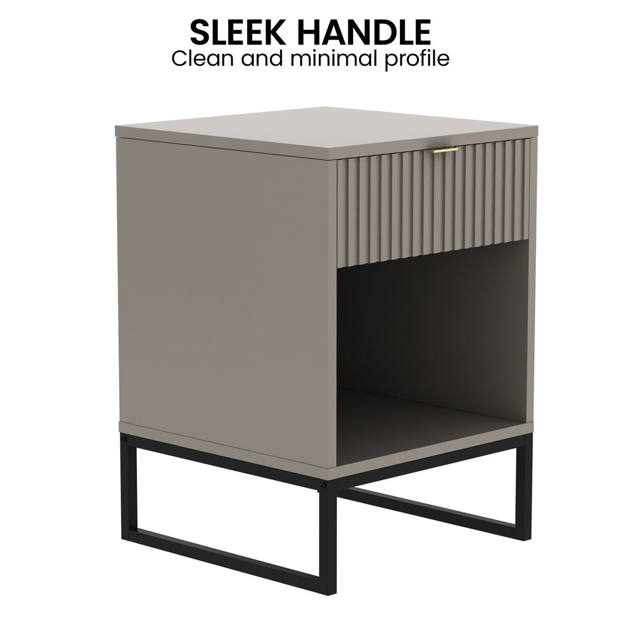 Sarantino Elton Fluted Bedside Table - Grey