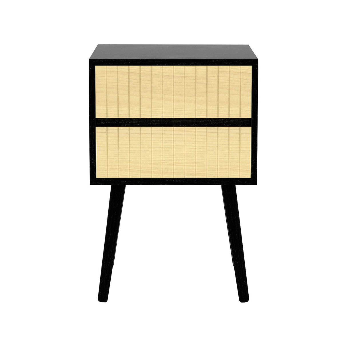 Sarantino Ivan Bedside Table Night Stand - Black/Natural