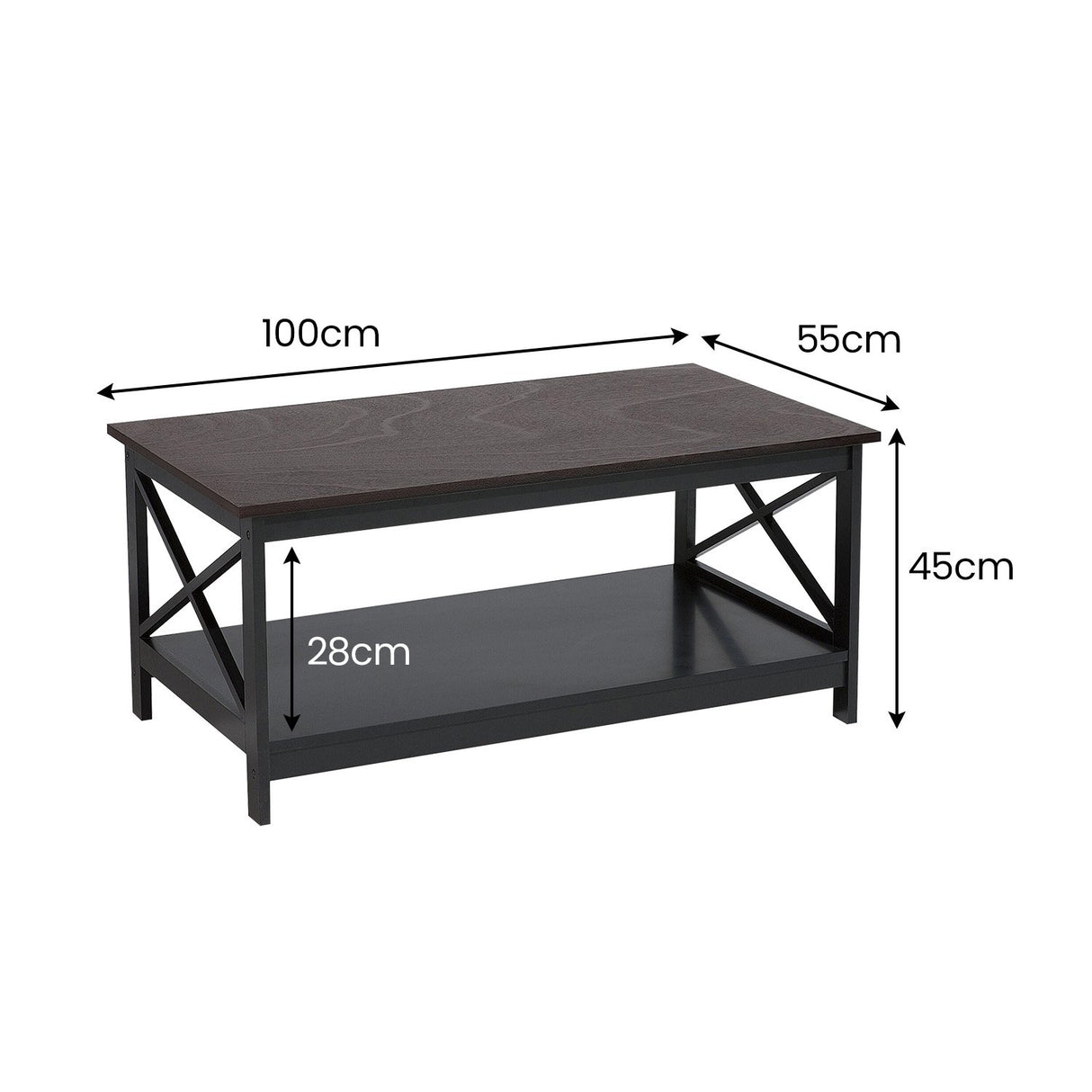Sarantino Irene Black Cross Coffee Table